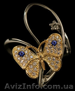 Продам не дорого кольцо с брильянтоми и сапфиром - <ro>Изображение</ro><ru>Изображение</ru> #1, <ru>Объявление</ru> #42274
