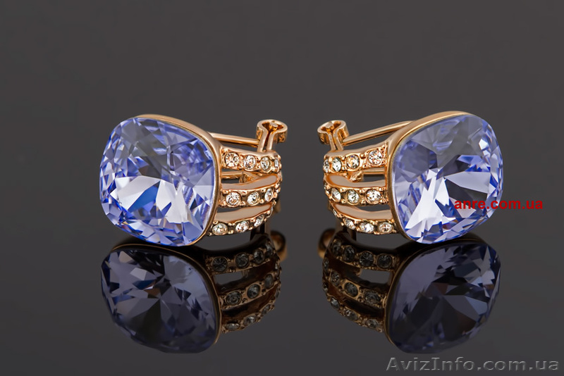 серьги  элитная бижутерия, 18 карат покрытие золотом,  австрийские кристаллы, бе - <ro>Изображение</ro><ru>Изображение</ru> #1, <ru>Объявление</ru> #1054563