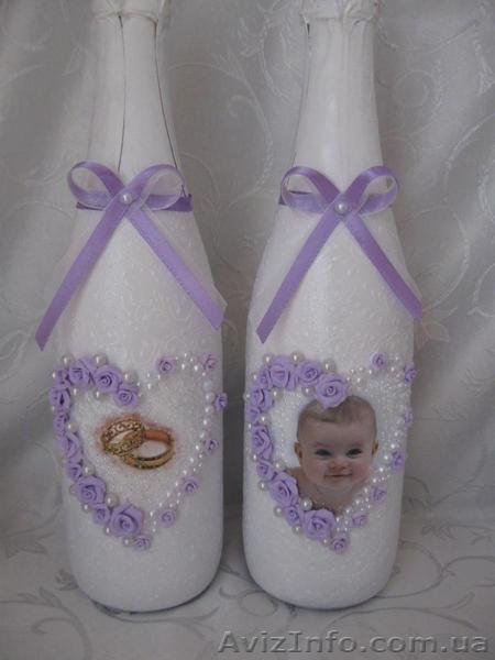 Украшение свадебного шампанского, ручная работа - <ro>Изображение</ro><ru>Изображение</ru> #1, <ru>Объявление</ru> #1282389