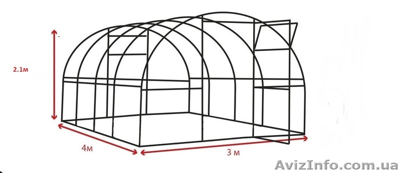 Каркас теплицы из поликарбоната 3х4х2.1 м. - <ro>Изображение</ro><ru>Изображение</ru> #1, <ru>Объявление</ru> #1480887