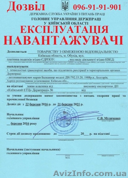 Разрешение на эксплуатацию Погрузчика. - <ro>Изображение</ro><ru>Изображение</ru> #1, <ru>Объявление</ru> #1438035