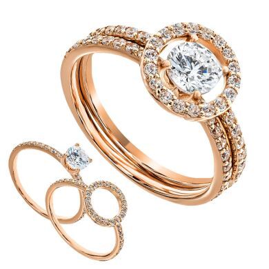 Каблучка-трансформер з фіанітом з червоного золота - <ro>Изображение</ro><ru>Изображение</ru> #1, <ru>Объявление</ru> #1687609