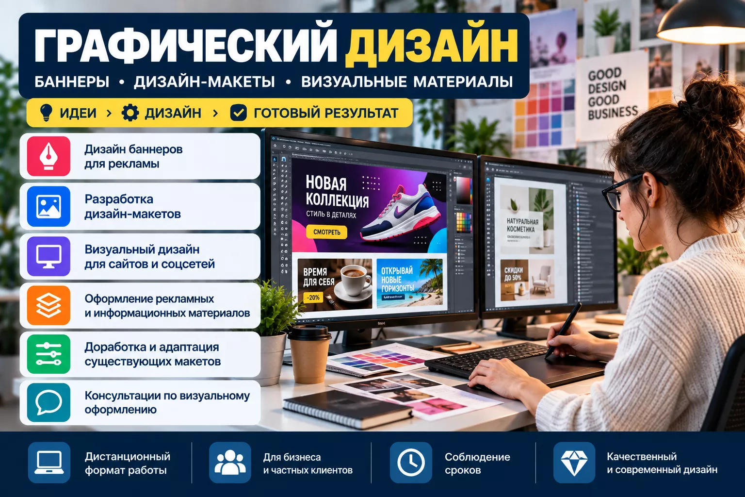 Дизайн рекламных баннеров, макетов и визуальных материалов - <ro>Изображение</ro><ru>Изображение</ru> #1, <ru>Объявление</ru> #1754376