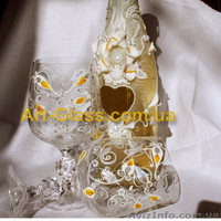Свадебные бокалы и шампанское ручной работы. - <ro>Изображение</ro><ru>Изображение</ru> #2, <ru>Объявление</ru> #256133