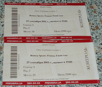 Продам билеты на концерт Бритни Спирс (Britney Spears) - <ro>Изображение</ro><ru>Изображение</ru> #1, <ru>Объявление</ru> #381632
