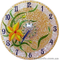 Декоративные часы для интерьера. Фьюзинг, кристаллы Сваровски. - <ro>Изображение</ro><ru>Изображение</ru> #1, <ru>Объявление</ru> #1454610