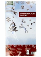 M19-570008, Новогодний набор наклеек 3D , универсальное, серебристый-белый - <ro>Изображение</ro><ru>Изображение</ru> #2, <ru>Объявление</ru> #1671599