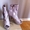 Burberry Prorsum Peep-toe Satin and Leather Boots #196656