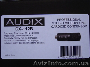 Конденсаторный микрофон Audix Cx 112B - <ro>Изображение</ro><ru>Изображение</ru> #2, <ru>Объявление</ru> #120815