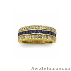 Золотое кольцо с бриллиантами и сапфирами - <ro>Изображение</ro><ru>Изображение</ru> #1, <ru>Объявление</ru> #176606