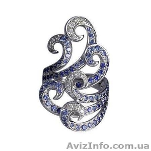Кольцо из белого золота с синими топазами DV121 - <ro>Изображение</ro><ru>Изображение</ru> #1, <ru>Объявление</ru> #179521