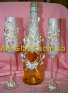 Свадебные бокалы и шампанское ручной работы. - <ro>Изображение</ro><ru>Изображение</ru> #1, <ru>Объявление</ru> #256133