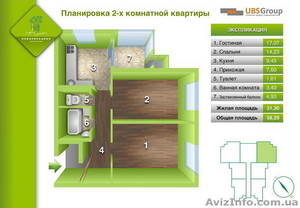 Двухкомнатная квартира в Чубинском, ЖК  "Новосельцево" - <ro>Изображение</ro><ru>Изображение</ru> #2, <ru>Объявление</ru> #307142