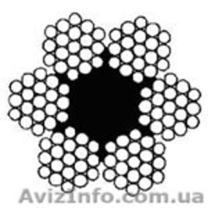 Канат двойной свивки типа ЛК-Р конструкции 1х19 (1+6+6/6) +1 о. с. 