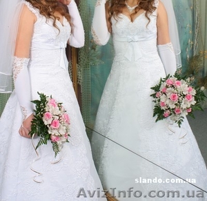 Продам свадебное платье с перчатками  - <ro>Изображение</ro><ru>Изображение</ru> #2, <ru>Объявление</ru> #502107