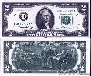 Оригинальный подарок - банкнота 2 доллара США 2003год. - <ro>Изображение</ro><ru>Изображение</ru> #1, <ru>Объявление</ru> #541339