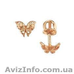 серьги бабочки золото 2,93 циркон 0,25 цена 1465грн - <ro>Изображение</ro><ru>Изображение</ru> #2, <ru>Объявление</ru> #620562