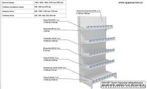 Стеллажи металлические торговые универсальные