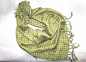 Платок Ashma с кисточками, цвет -оливковый