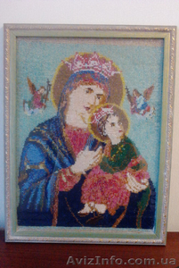 Икона "Божья матерь с младенцем" из бисера. - <ro>Изображение</ro><ru>Изображение</ru> #1, <ru>Объявление</ru> #1220267