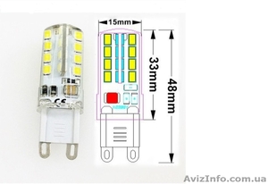 Светодиодная Led лампа G9 4W 400 Lm 220V вольт переменного напряжения - <ro>Изображение</ro><ru>Изображение</ru> #2, <ru>Объявление</ru> #1327410