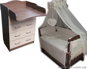Топ продаж! Полный комплект: комод,  кроватка маятник,  матрас,  постель