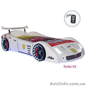 Машинка кровать V5 Turbo с подсветкой (белый) - <ro>Изображение</ro><ru>Изображение</ru> #1, <ru>Объявление</ru> #1600697