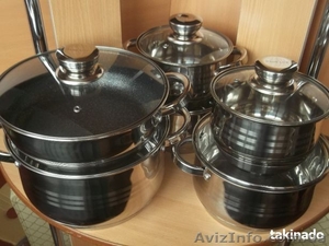 Набор посуды из нержавеющей стали Германия 9-ти слойное дно+подарок фен - <ro>Изображение</ro><ru>Изображение</ru> #1, <ru>Объявление</ru> #1618578