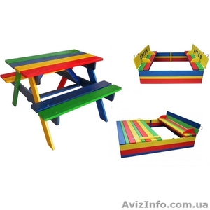 Детский комплект - 1 песочница с крышкой и столик с лавочками - <ro>Изображение</ro><ru>Изображение</ru> #1, <ru>Объявление</ru> #1629657