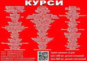 Курси бухгалтер,  манікюр,  перукар,  кухар,  слюсар,  грумінг