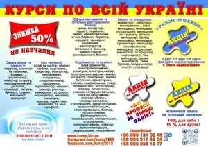 Курси покрівельник,  швачка,  нумеролог,  садівник,  холодильщик,  електромонтажник