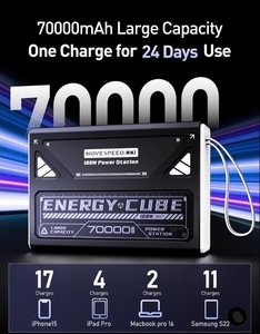 Портативний зовнішній акумулятор MOVESPEED Z70Pro 70000mAh Power Bank із швидкою #1754625