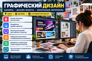Дизайн рекламных баннеров,  макетов и визуальных материалов #1754376
