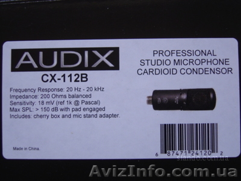Конденсаторный микрофон Audix Cx 112B - <ro>Изображение</ro><ru>Изображение</ru> #2, <ru>Объявление</ru> #120815