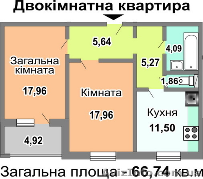 Продажа 2х комн. на 1 этаже, S 65кв.м,  Троещина 12 - <ro>Изображение</ro><ru>Изображение</ru> #2, <ru>Объявление</ru> #336012