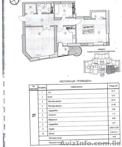 2х к. квартира под финишную отделку S 93 м2 с видом на парк «Дубки».  Сырец.  - <ro>Изображение</ro><ru>Изображение</ru> #2, <ru>Объявление</ru> #333358
