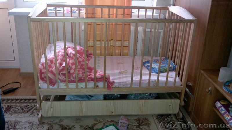 Продам детскую кроватку б/у RADEK II (сосна) с ящиком и качалкой на пружине - <ro>Изображение</ro><ru>Изображение</ru> #2, <ru>Объявление</ru> #497400