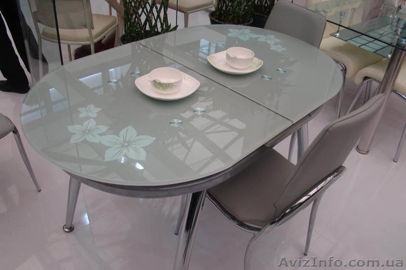 Овальный стол трансформер B806, кухонные стеклянные столы B806 - <ro>Изображение</ro><ru>Изображение</ru> #2, <ru>Объявление</ru> #820255