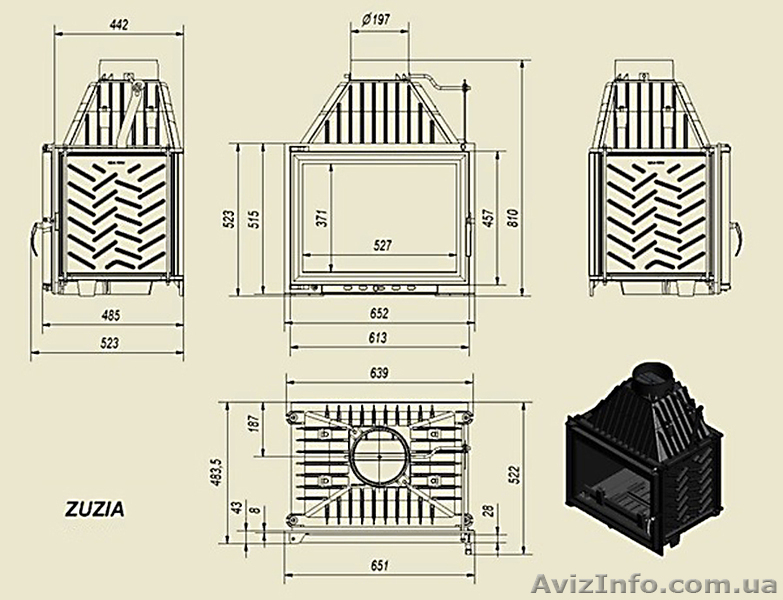 Чугунная каминная топка Kratki Zuzia (16 кВт - <ro>Изображение</ro><ru>Изображение</ru> #2, <ru>Объявление</ru> #887929