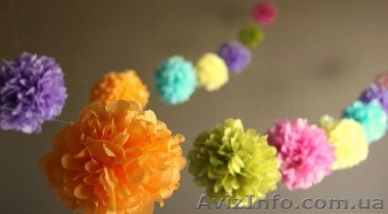 Украшение школы на выпускной помпонами,бумажные шары на выпускной в садик - <ro>Изображение</ro><ru>Изображение</ru> #3, <ru>Объявление</ru> #901877