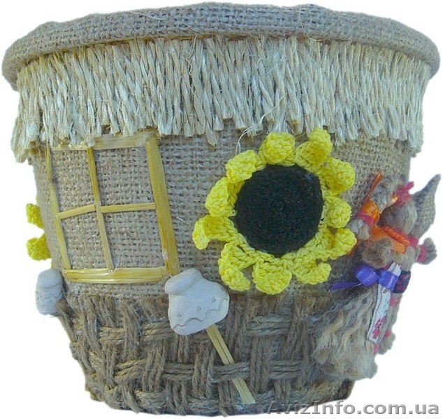 Дизайнерский горшок для цветов "Деревенская жизнь" ручной работы  - <ro>Изображение</ro><ru>Изображение</ru> #3, <ru>Объявление</ru> #1047720