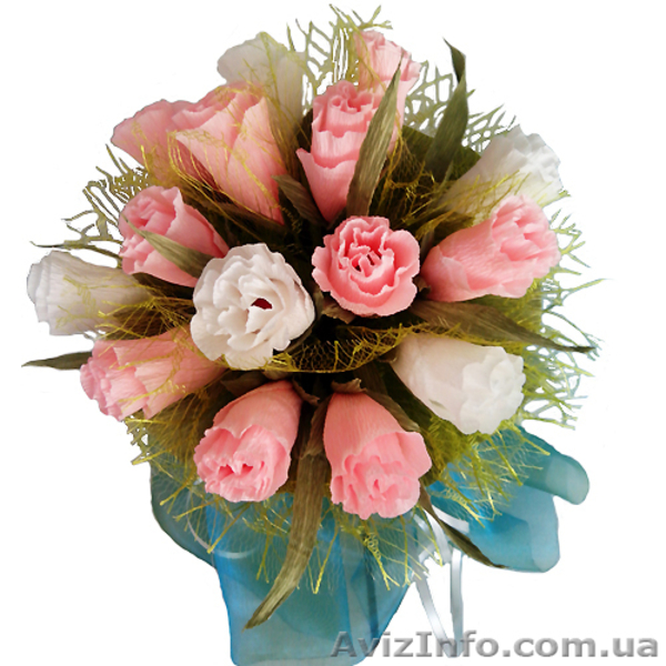 Букет из конфет Розово-белый букет - <ro>Изображение</ro><ru>Изображение</ru> #2, <ru>Объявление</ru> #1041912