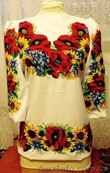 Вишита бісером на білому габардіні заготовка туніки - <ro>Изображение</ro><ru>Изображение</ru> #3, <ru>Объявление</ru> #1289801