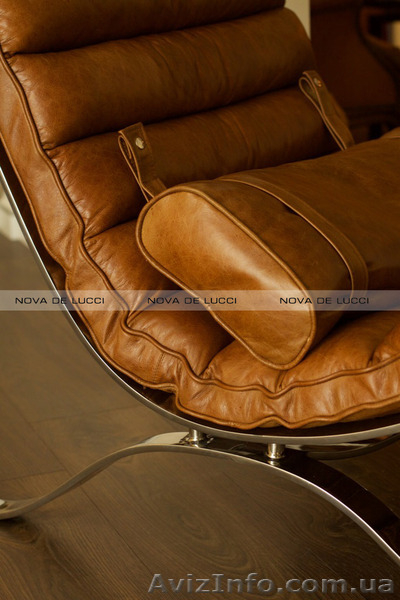 Кресло с оттоманкой.Кресло Лофт. Кресло кожа металл. - <ro>Изображение</ro><ru>Изображение</ru> #3, <ru>Объявление</ru> #1306090