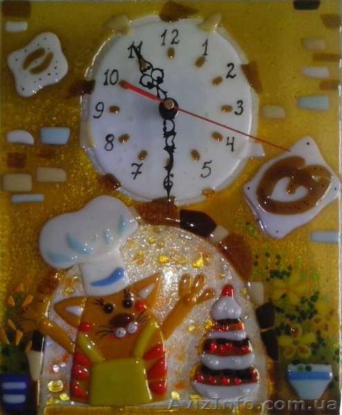 Декоративные часы для интерьера. Фьюзинг, кристаллы Сваровски. - <ro>Изображение</ro><ru>Изображение</ru> #6, <ru>Объявление</ru> #1454610