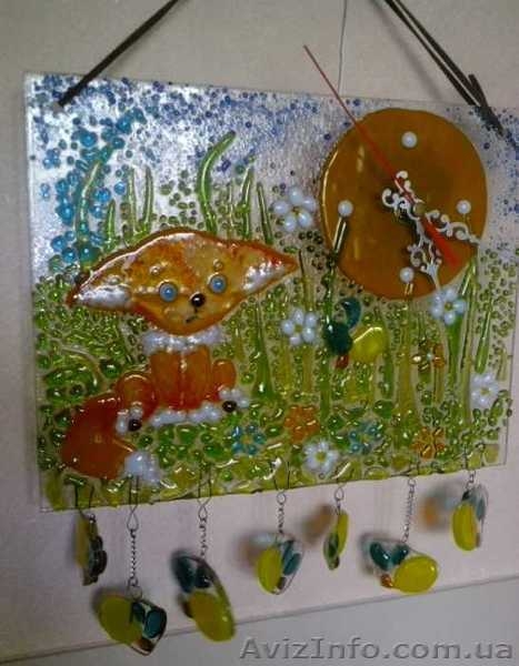 Декоративные часы для интерьера. Фьюзинг, кристаллы Сваровски. - <ro>Изображение</ro><ru>Изображение</ru> #3, <ru>Объявление</ru> #1454610