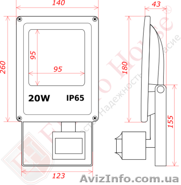 LED прожектор с датчиком движения 20W IP65 ElectroHouse EH-LP-212 - <ro>Изображение</ro><ru>Изображение</ru> #2, <ru>Объявление</ru> #1503149