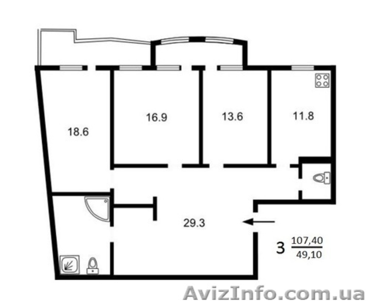 107 кв.м. на 10 этаже в ЦЕНТРЕ города по ул. Гоголевская, 43.  - <ro>Изображение</ro><ru>Изображение</ru> #1, <ru>Объявление</ru> #1516070