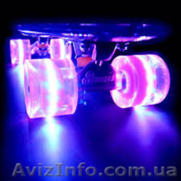 Скейтборд/скейт Пенни (Penny Board) со светящимися колесами: 5 цветов - <ro>Изображение</ro><ru>Изображение</ru> #2, <ru>Объявление</ru> #1519932