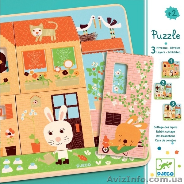DJECO Деревянный трёхслойный пазл "Дом зайчиков" - <ro>Изображение</ro><ru>Изображение</ru> #3, <ru>Объявление</ru> #1578650